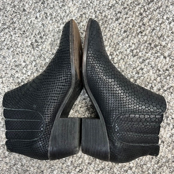 JOIE Barlow black leather snakeskin heeled ankle boots booties EU 37.5 - Picture 4 of 14